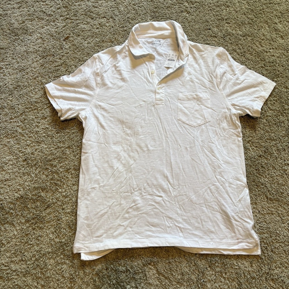NEW J Crew Sub Cotton Brand New White Polo Shirt Front Pocket Mens Large